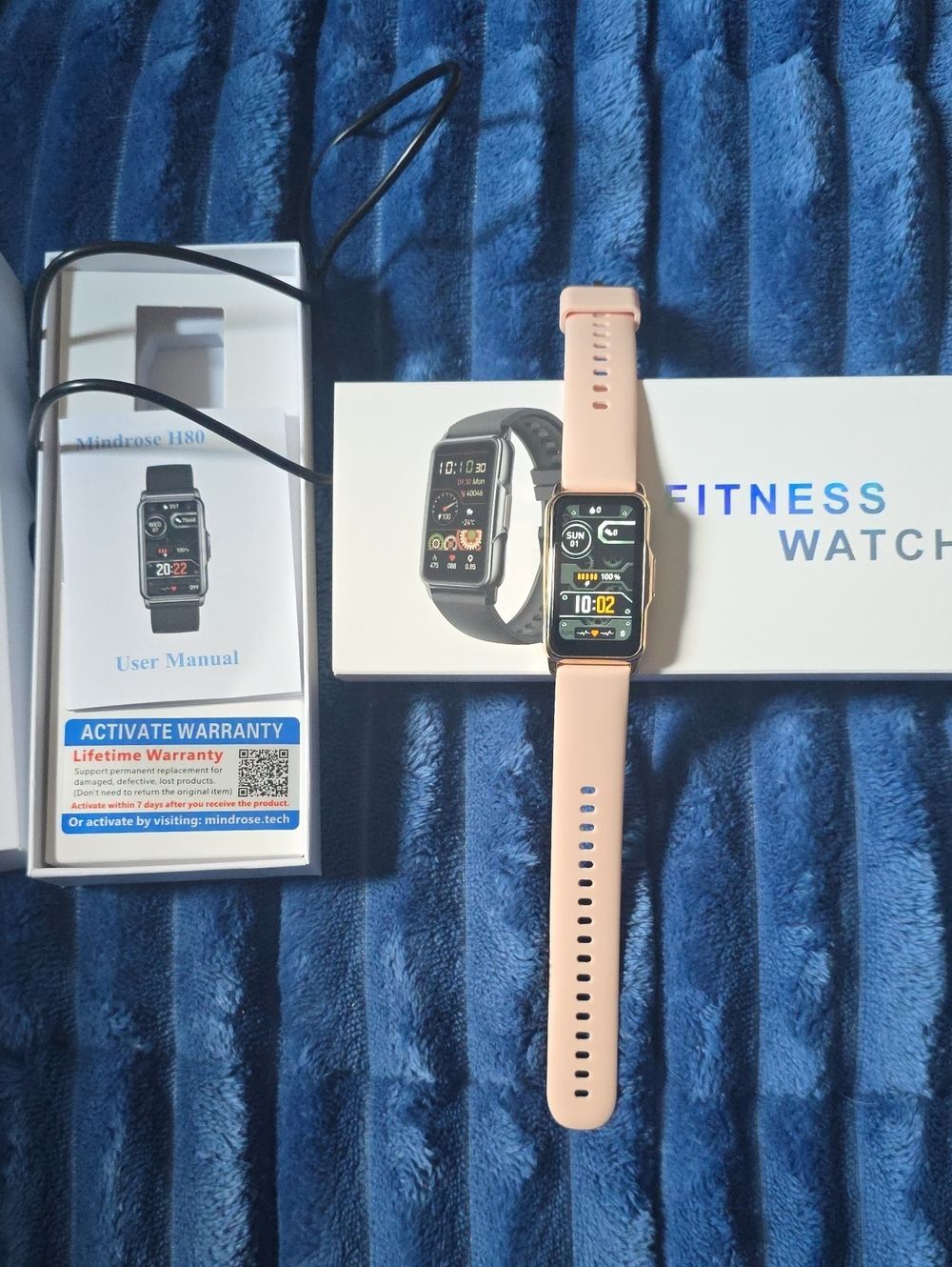 H80 Smart Fitness Watch in Pink with Silicone Strap